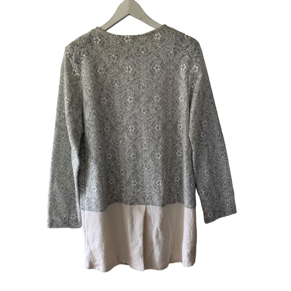 Melenara Women’s Dressy Cardigan Size Medium Grey Cream Lace Snaps Made in Italy - Picture 7 of 11